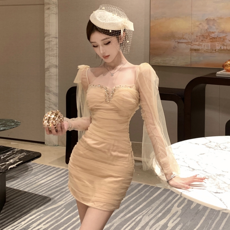 Ladies slim package hip short dress