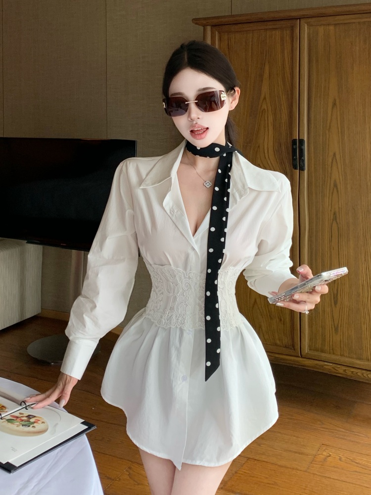 Long sleeve bandage girdle spicegirl shirt 2pcs set