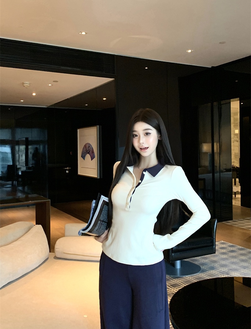 Sexy mixed colors long sleeve tops