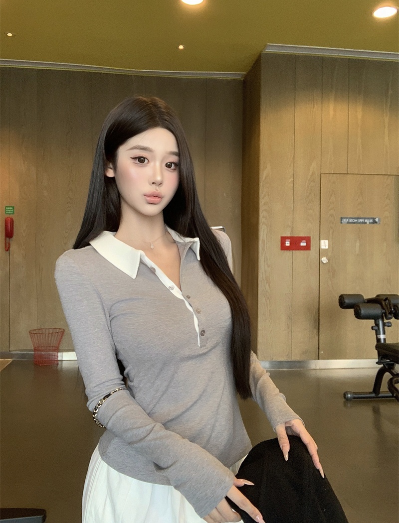 Sexy mixed colors long sleeve tops