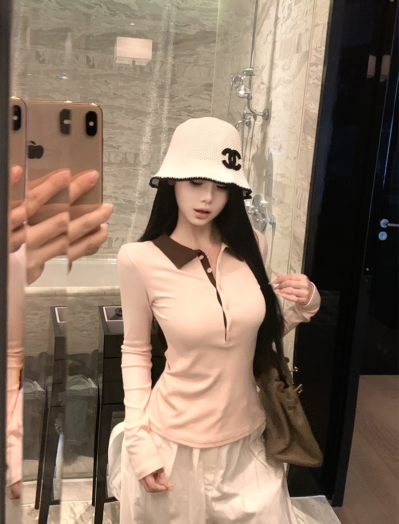 Sexy mixed colors long sleeve tops