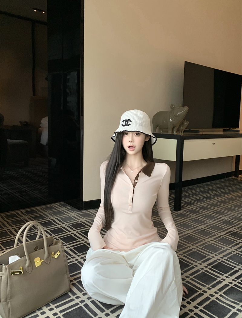 Sexy mixed colors long sleeve tops