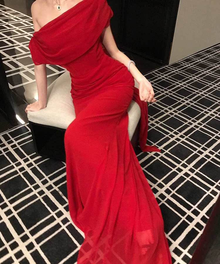 Wedding red banquet evening dress bride niche dress