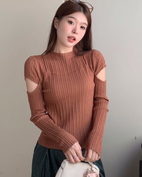Niche slim tops hollow autumn and winter sweater for women
