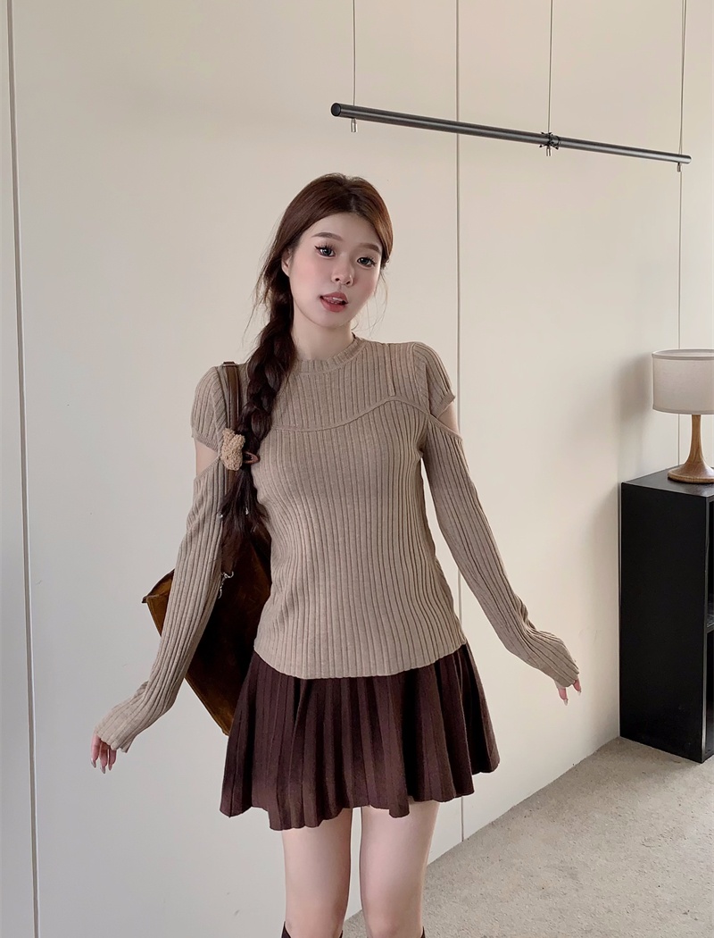 Niche slim tops hollow autumn and winter sweater for women