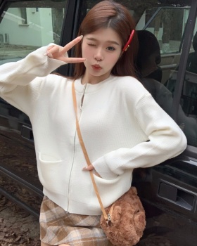 Knitted tender coat autumn and winter zip sweater