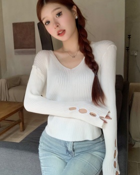 V-neck temperament autumn and winter tops