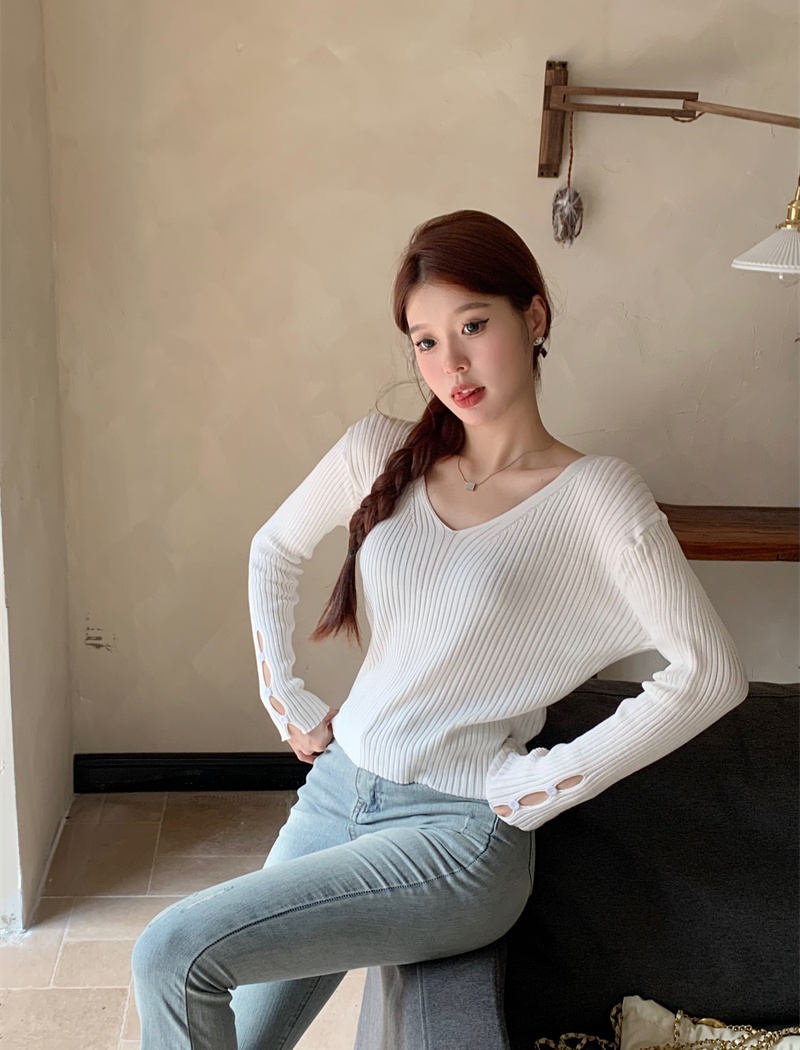 V-neck temperament autumn and winter tops