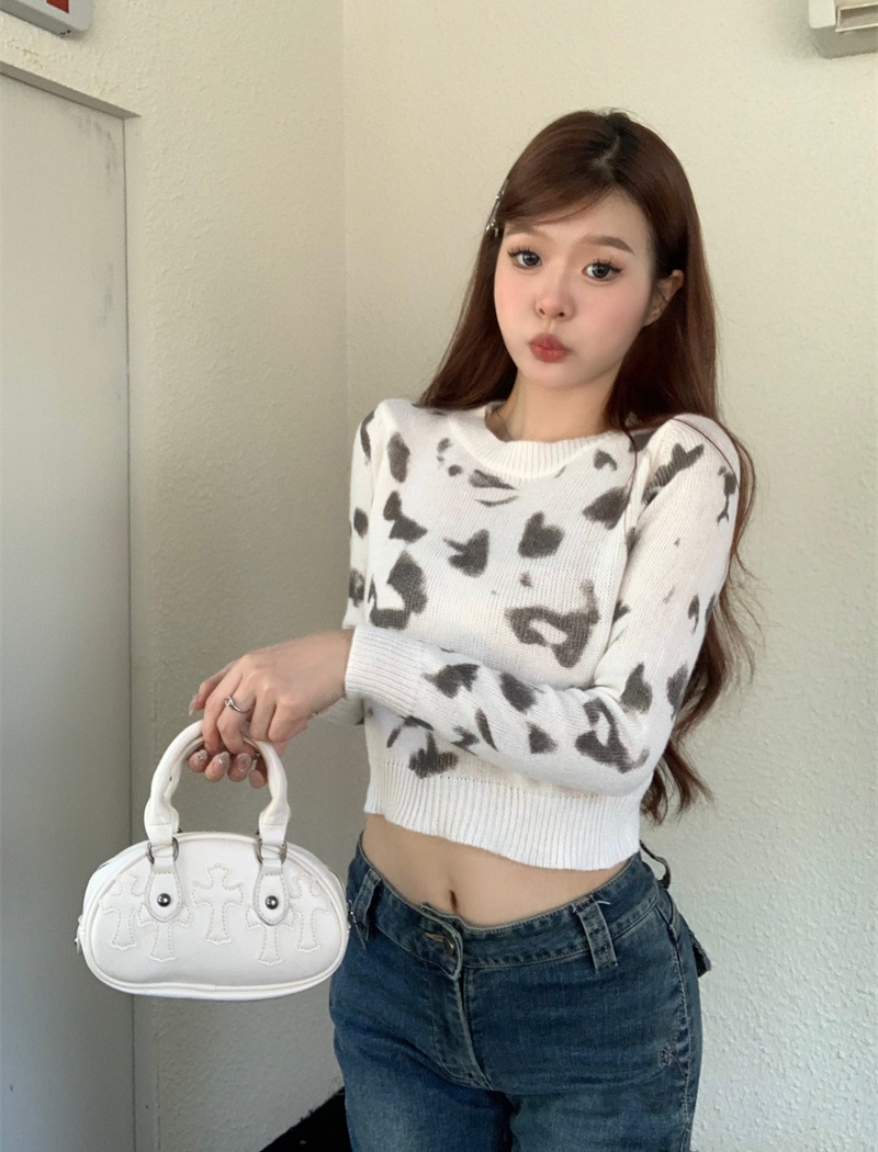 Autumn and winter sweater short tops for women
