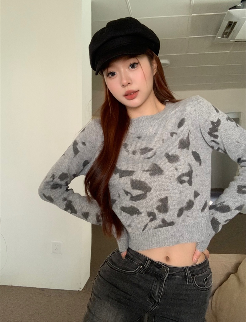 Autumn and winter sweater short tops for women