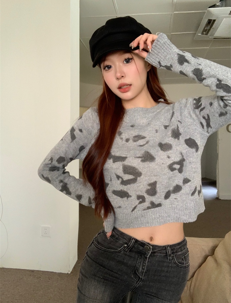 Autumn and winter sweater short tops for women
