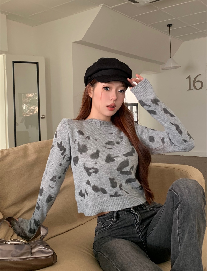 Autumn and winter sweater short tops for women