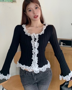 France style lace sweater retro enticement cardigan