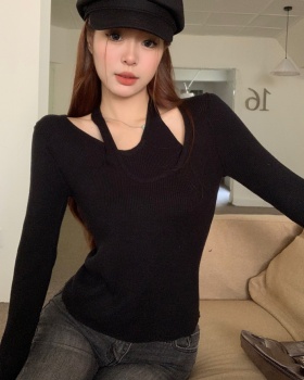Pseudo-two long sleeve sweater enticement tops