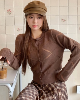 Temperament retro jacket long sleeve hollow cardigan