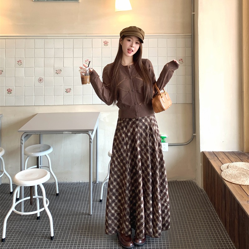 Temperament retro jacket long sleeve hollow cardigan