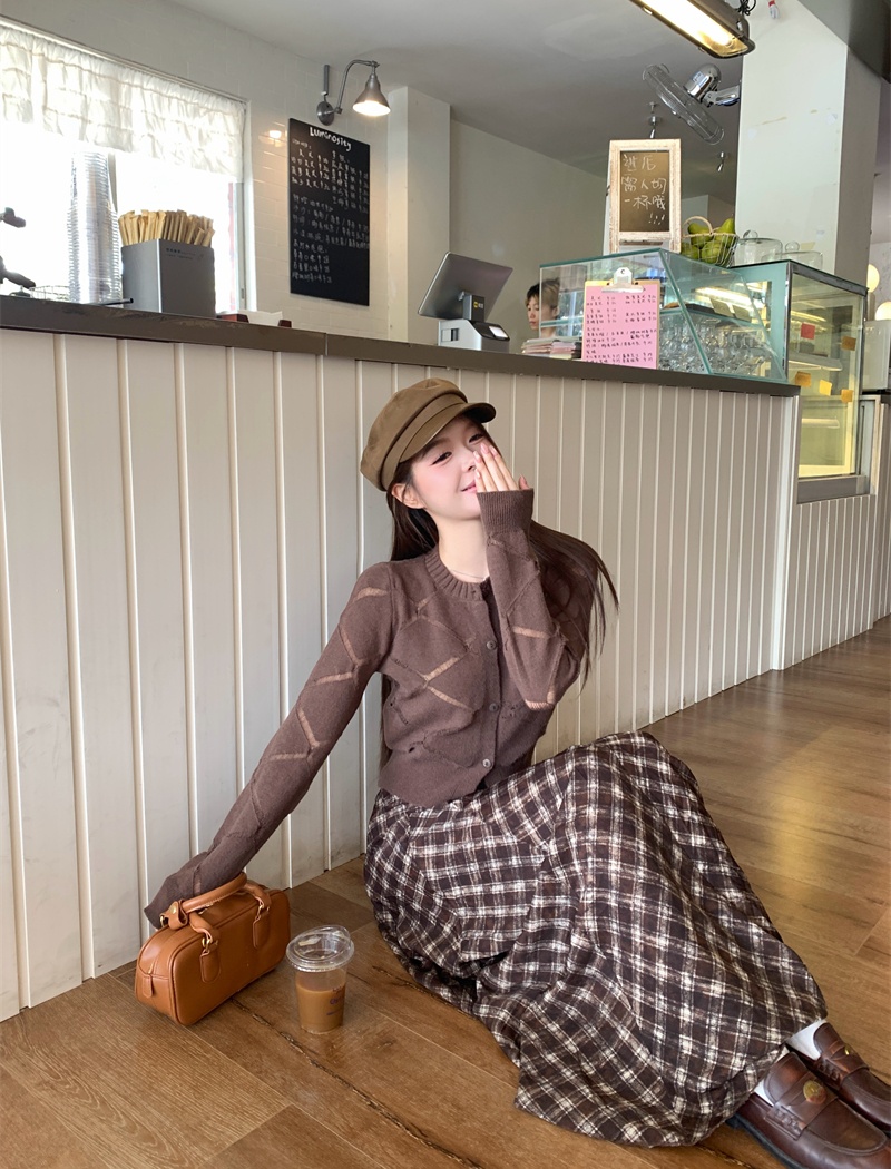 Temperament retro jacket long sleeve hollow cardigan