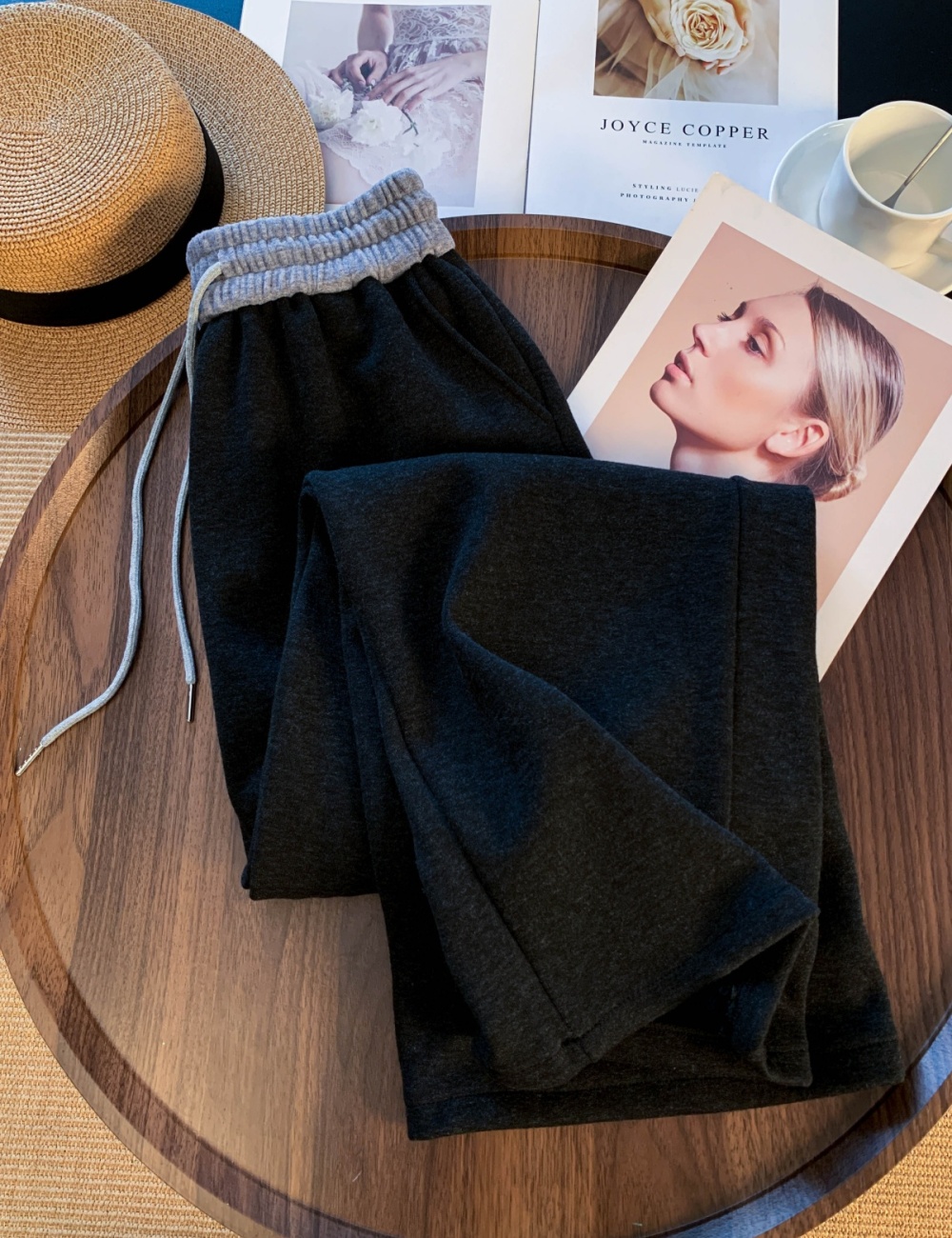 Slim thick drape casual pants lazy loose wide leg pants for women