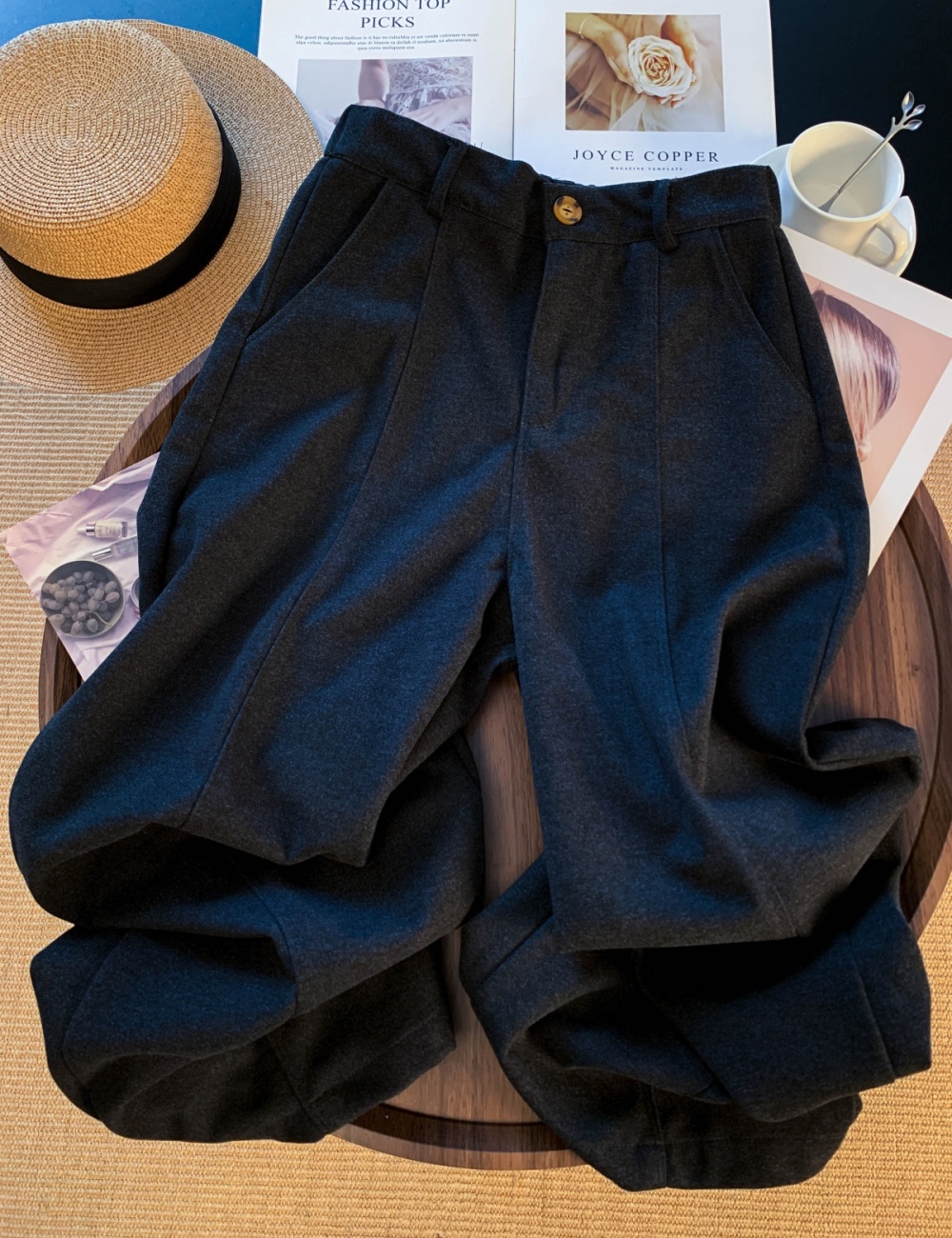 Thermal wide leg pants thick pants for women