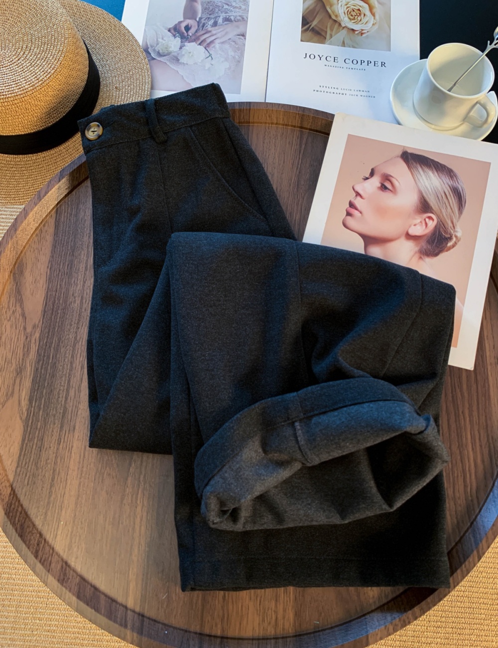Thermal wide leg pants thick pants for women