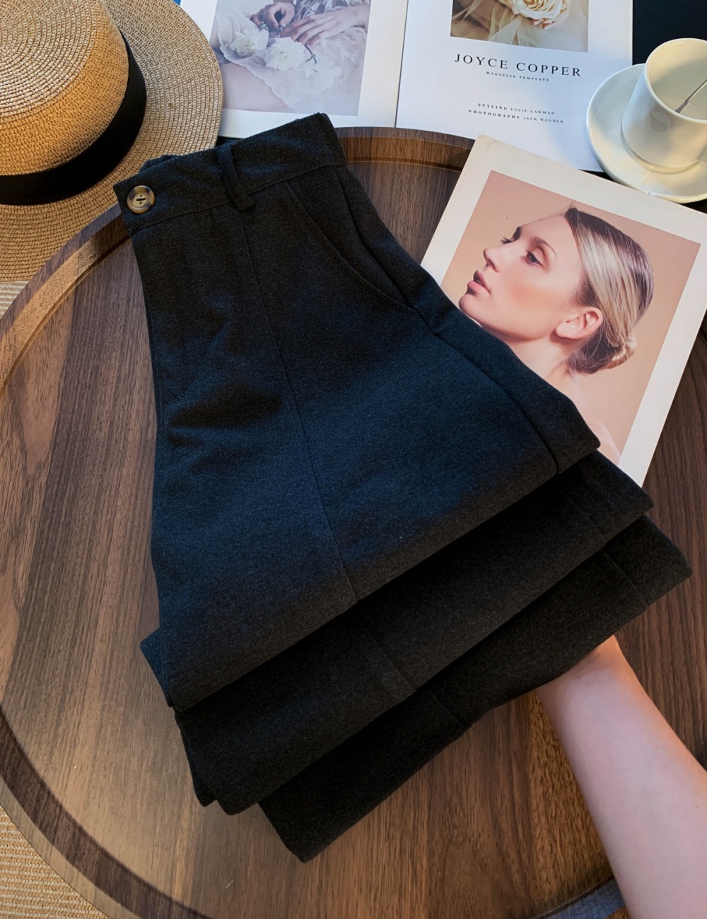 Thermal wide leg pants thick pants for women