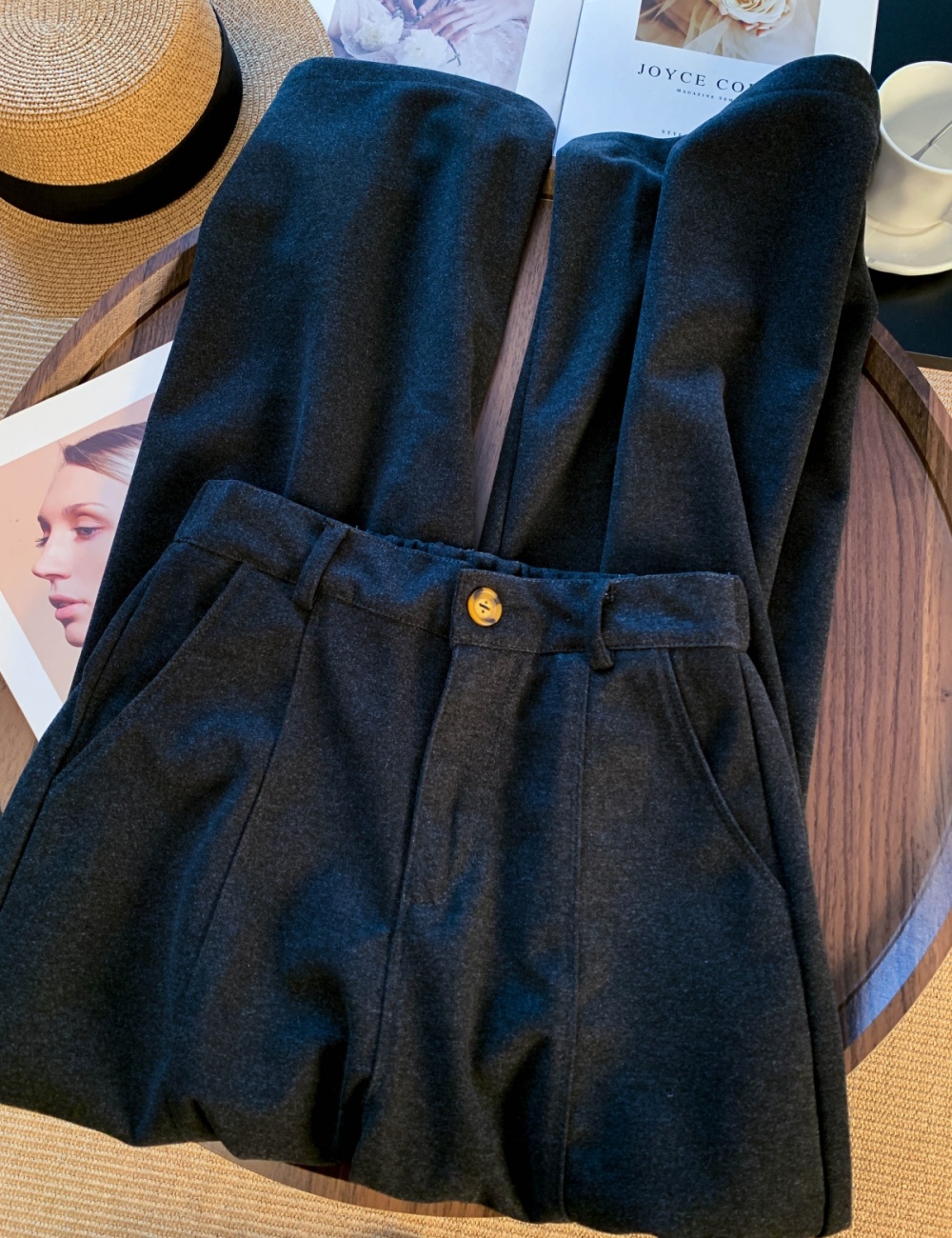 Thermal wide leg pants thick pants for women
