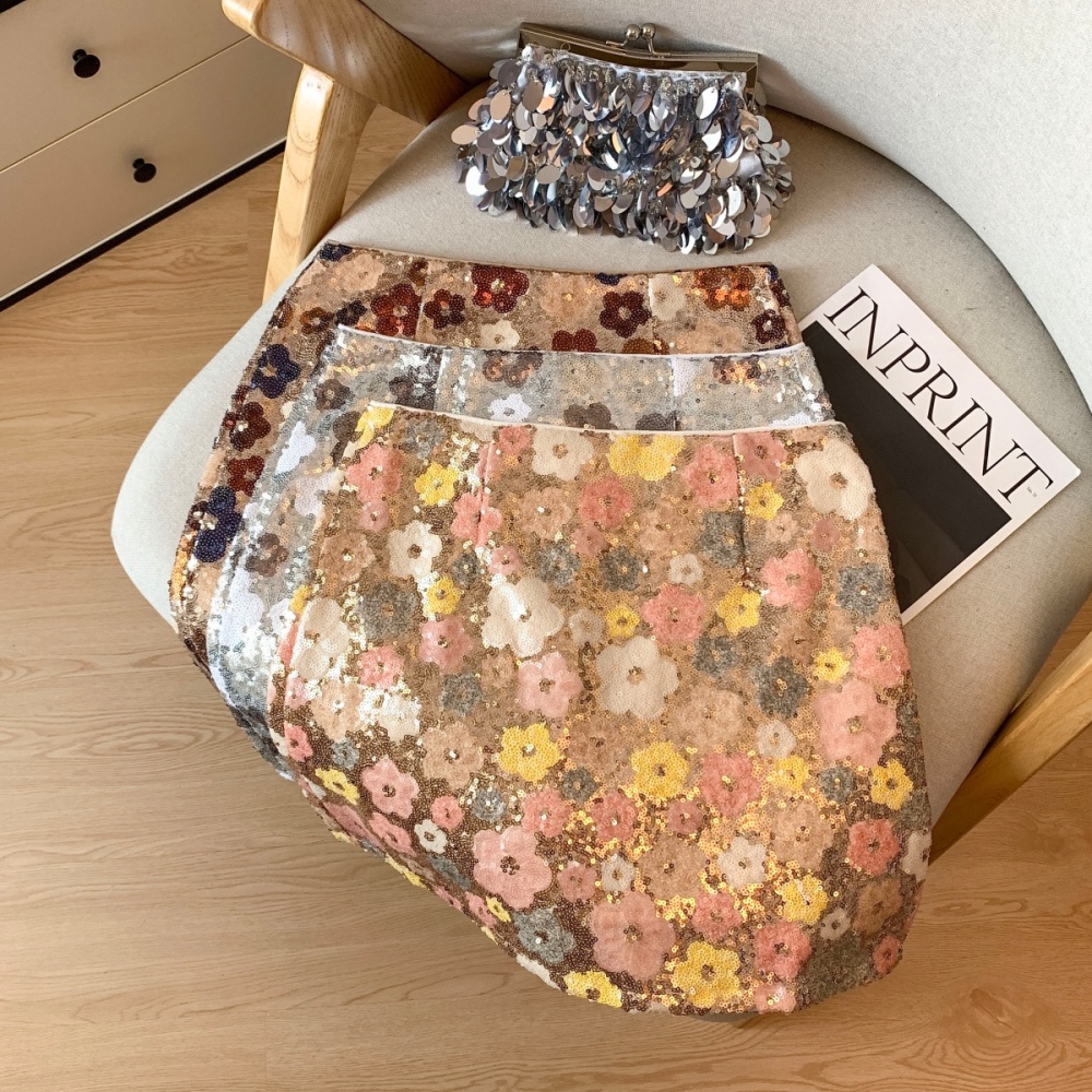 Sequins American style skirt A-line short skirt for women