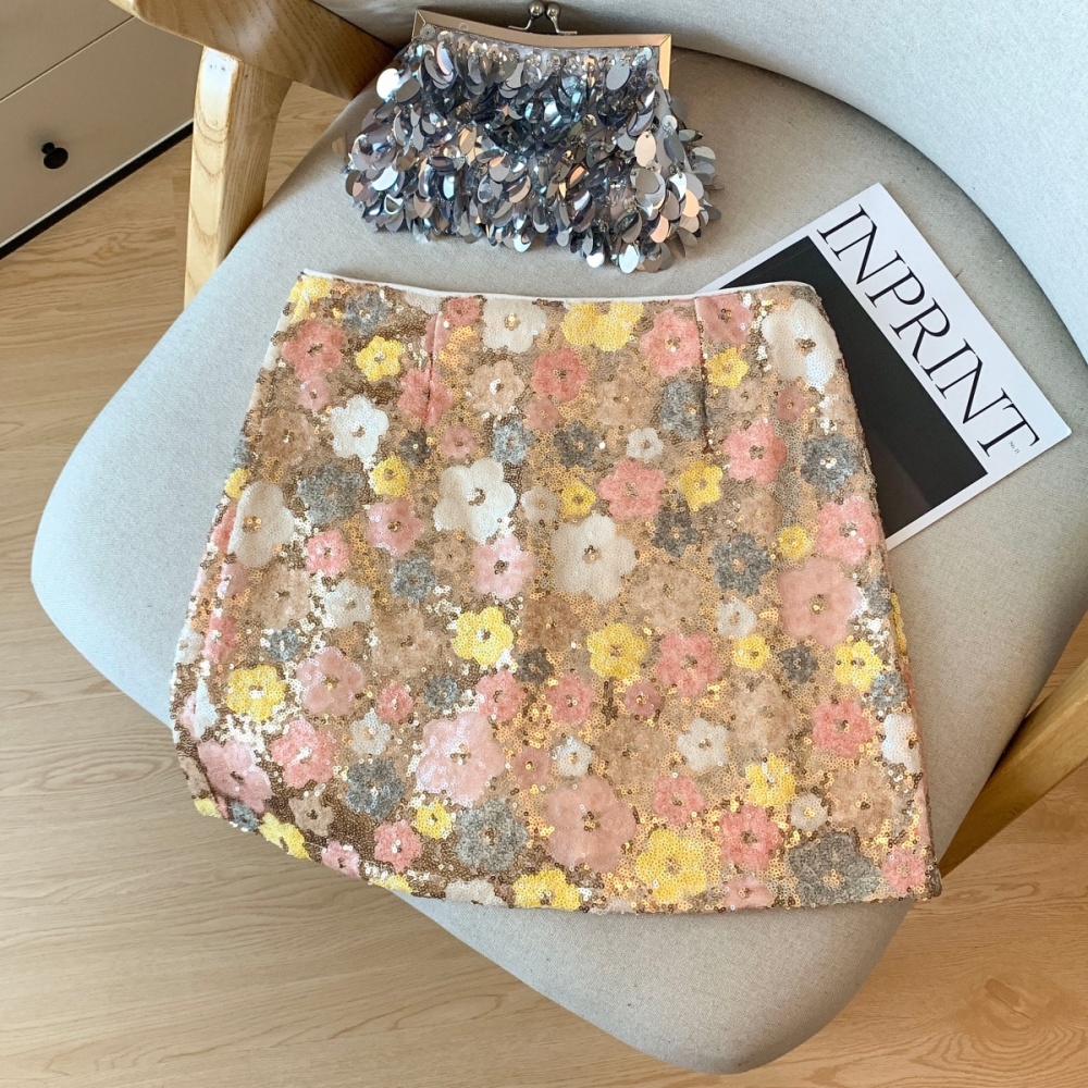 Sequins American style skirt A-line short skirt for women