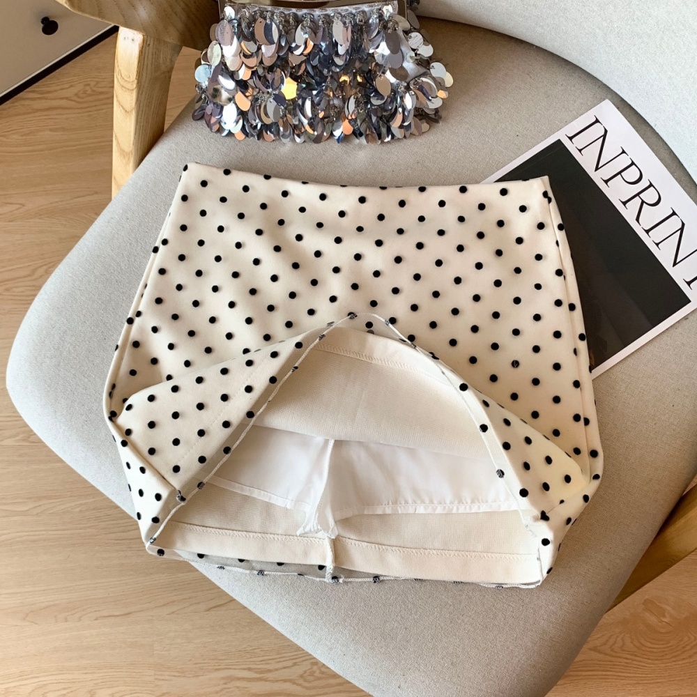 A-line polka dot short skirt package hip skirt for women