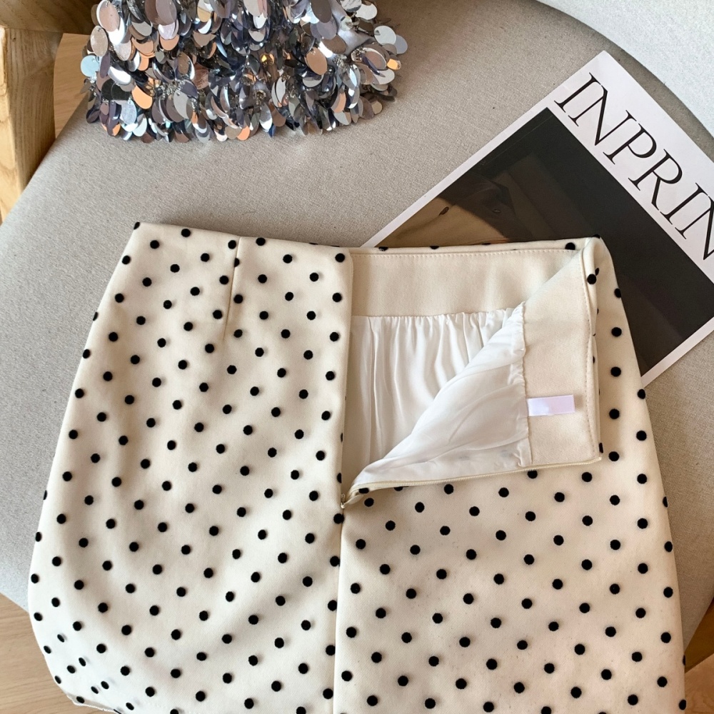 A-line polka dot short skirt package hip skirt for women