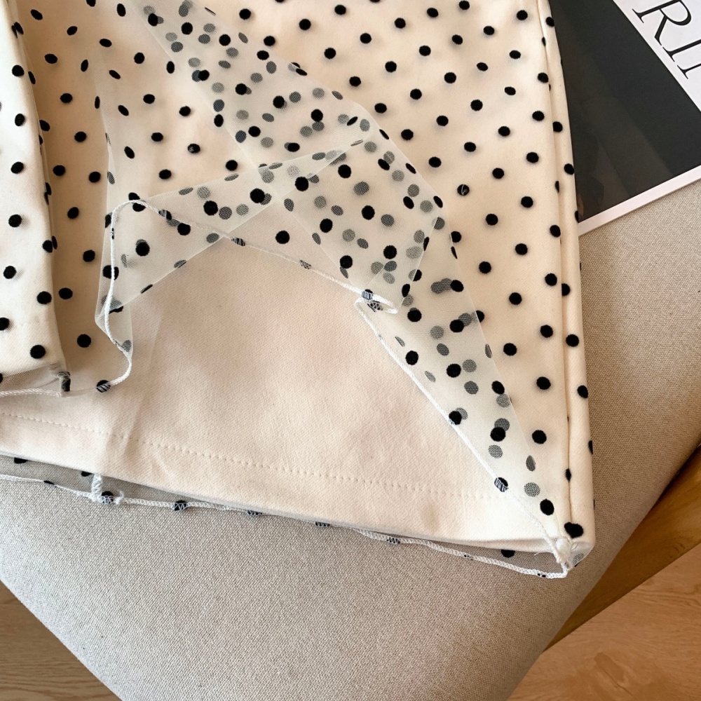 A-line polka dot short skirt package hip skirt for women