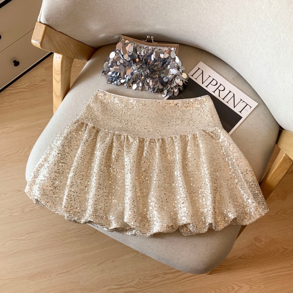 Autumn shiny sequins short skirt high waist bud skirt