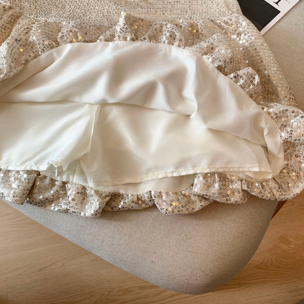 Autumn shiny sequins short skirt high waist bud skirt
