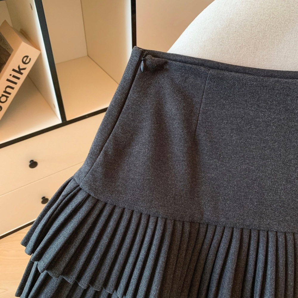 College style pleated short skirt A-line high waist skirt