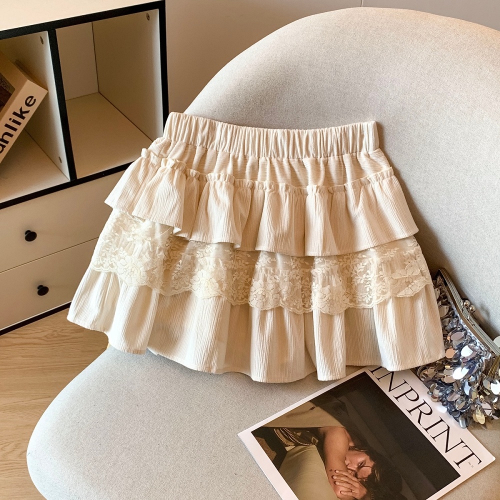 A-line slim skirt autumn lace short skirt for women