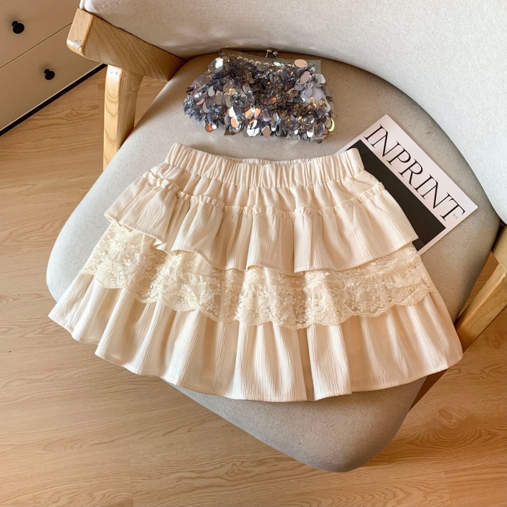 A-line slim skirt autumn lace short skirt for women