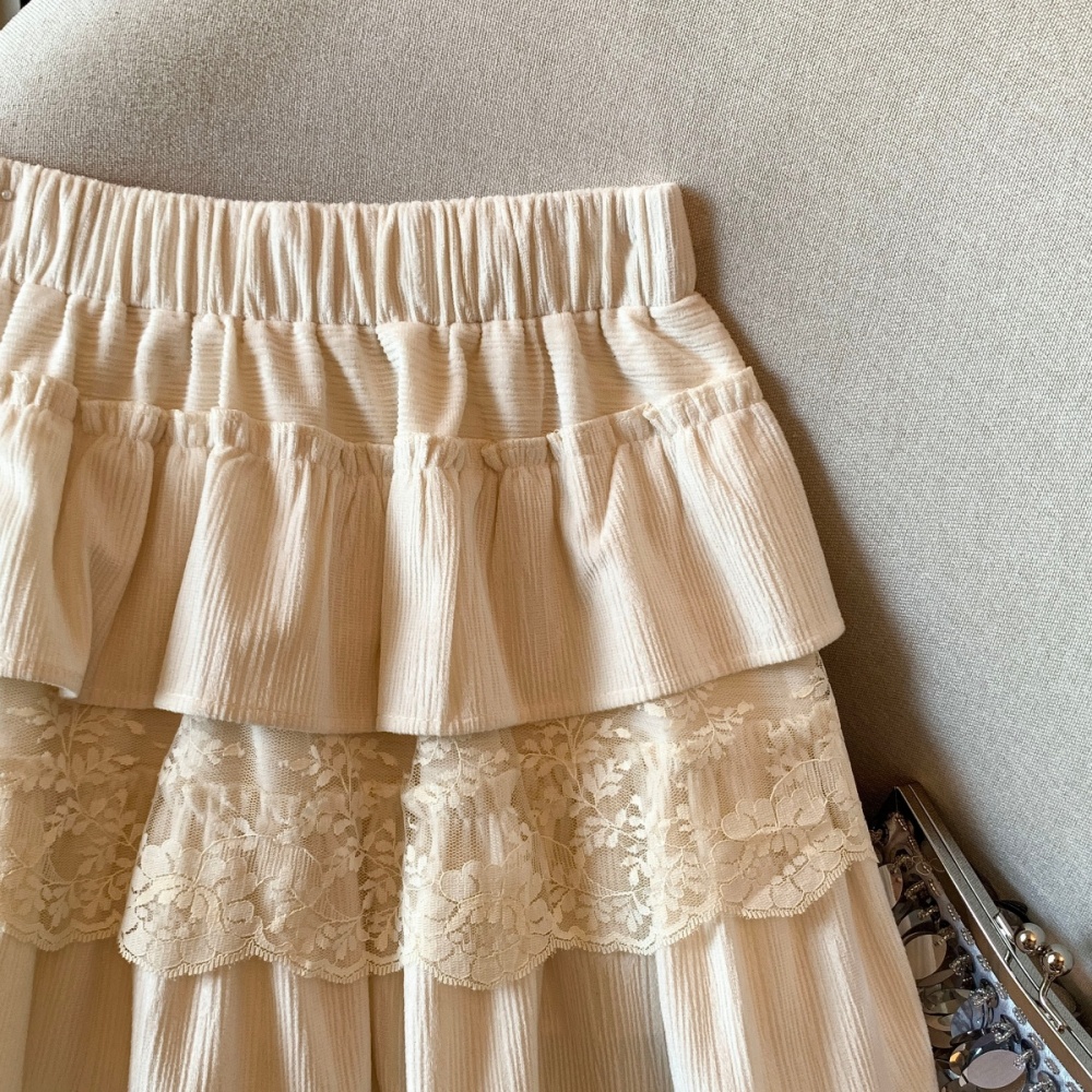 A-line slim skirt autumn lace short skirt for women