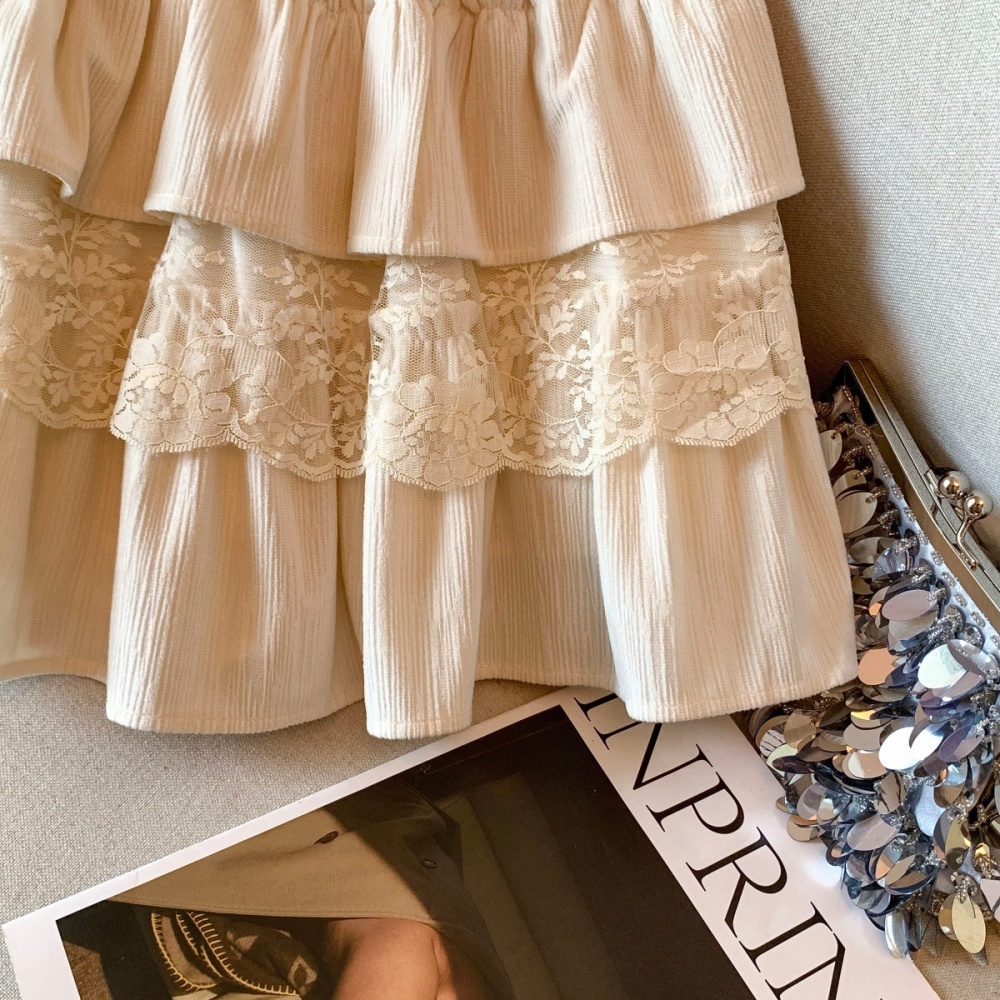 A-line slim skirt autumn lace short skirt for women