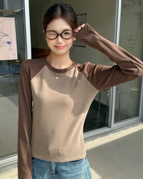 Raglan sleeve autumn T-shirt bottoming tops for women