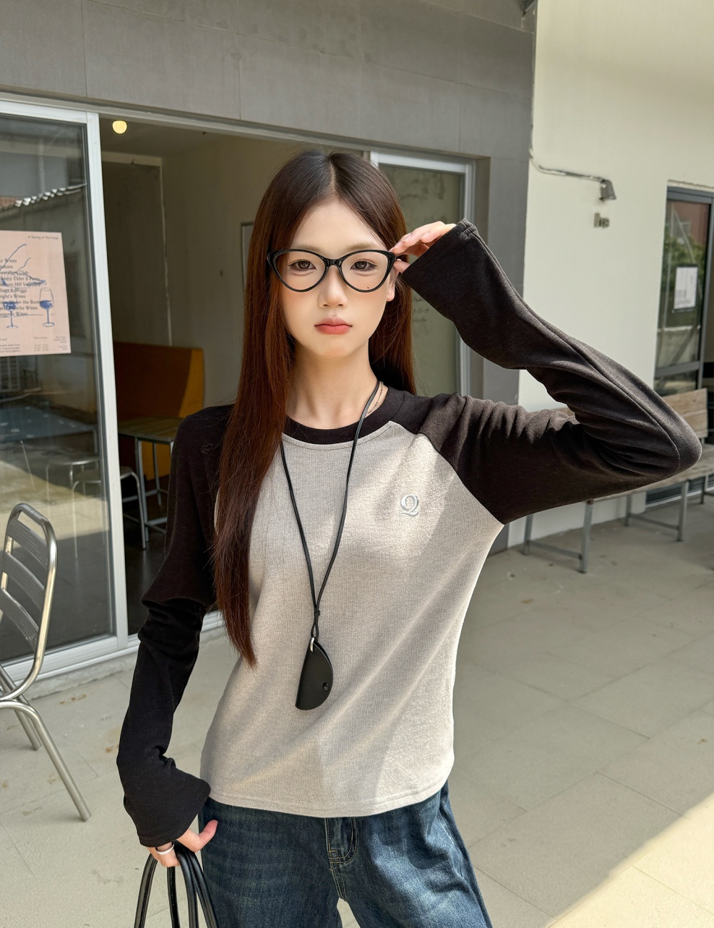 Raglan sleeve autumn T-shirt bottoming tops for women