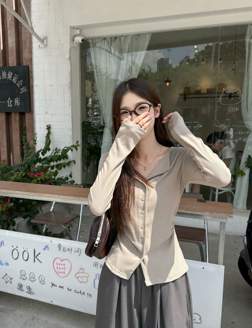 Inside the ride knitted cardigan gray tops for women