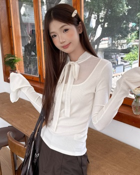 Apricot bottoming shirt autumn T-shirt for women