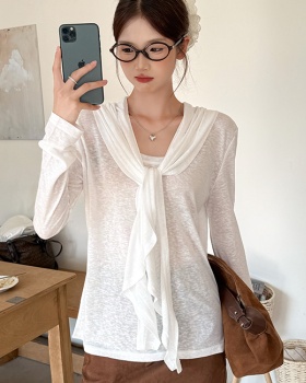 Loose white shawl Korean style slim T-shirt for women