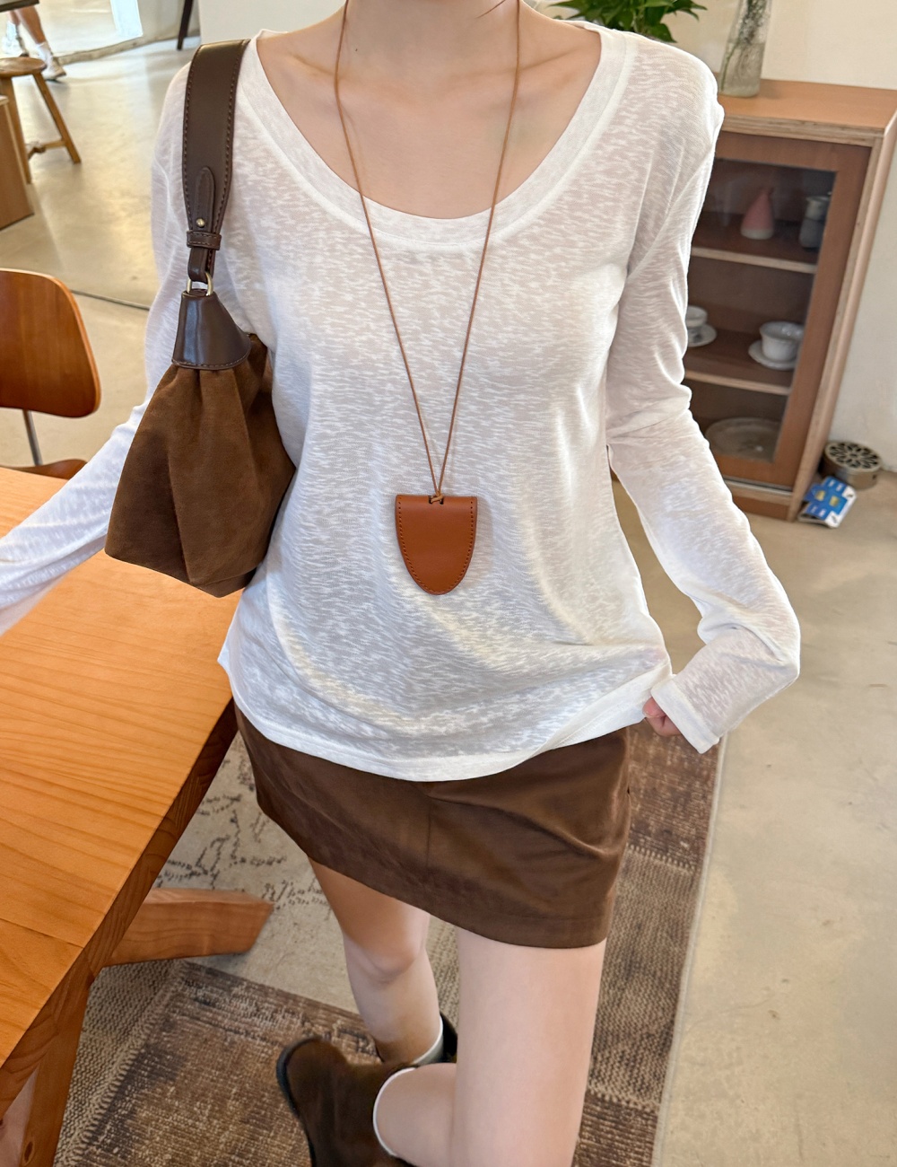 Loose white shawl Korean style slim T-shirt for women