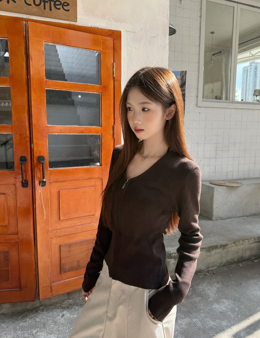 Black zip coat inside the ride long sleeve cardigan