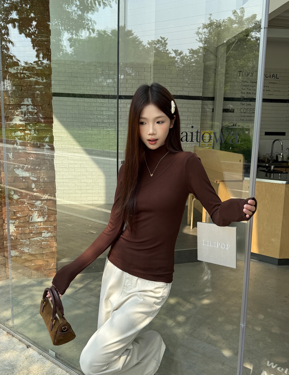 Tight bottoming shirt long sleeve T-shirt for women