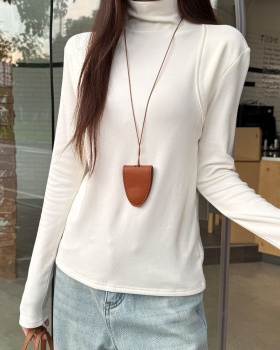 Western style slim bottoming shirt sueding tops for women