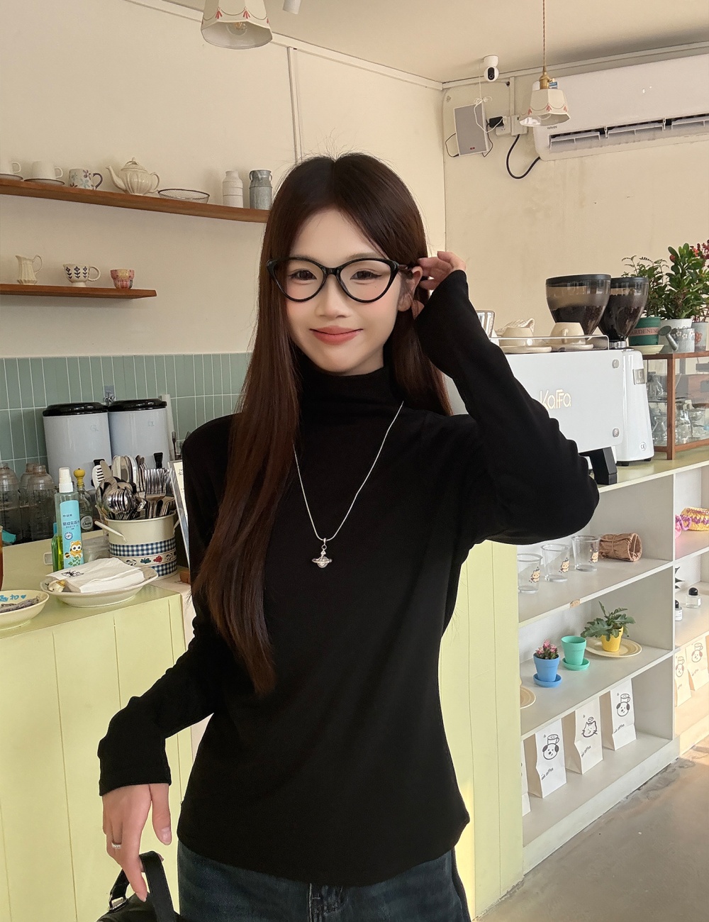 Western style slim bottoming shirt sueding tops for women