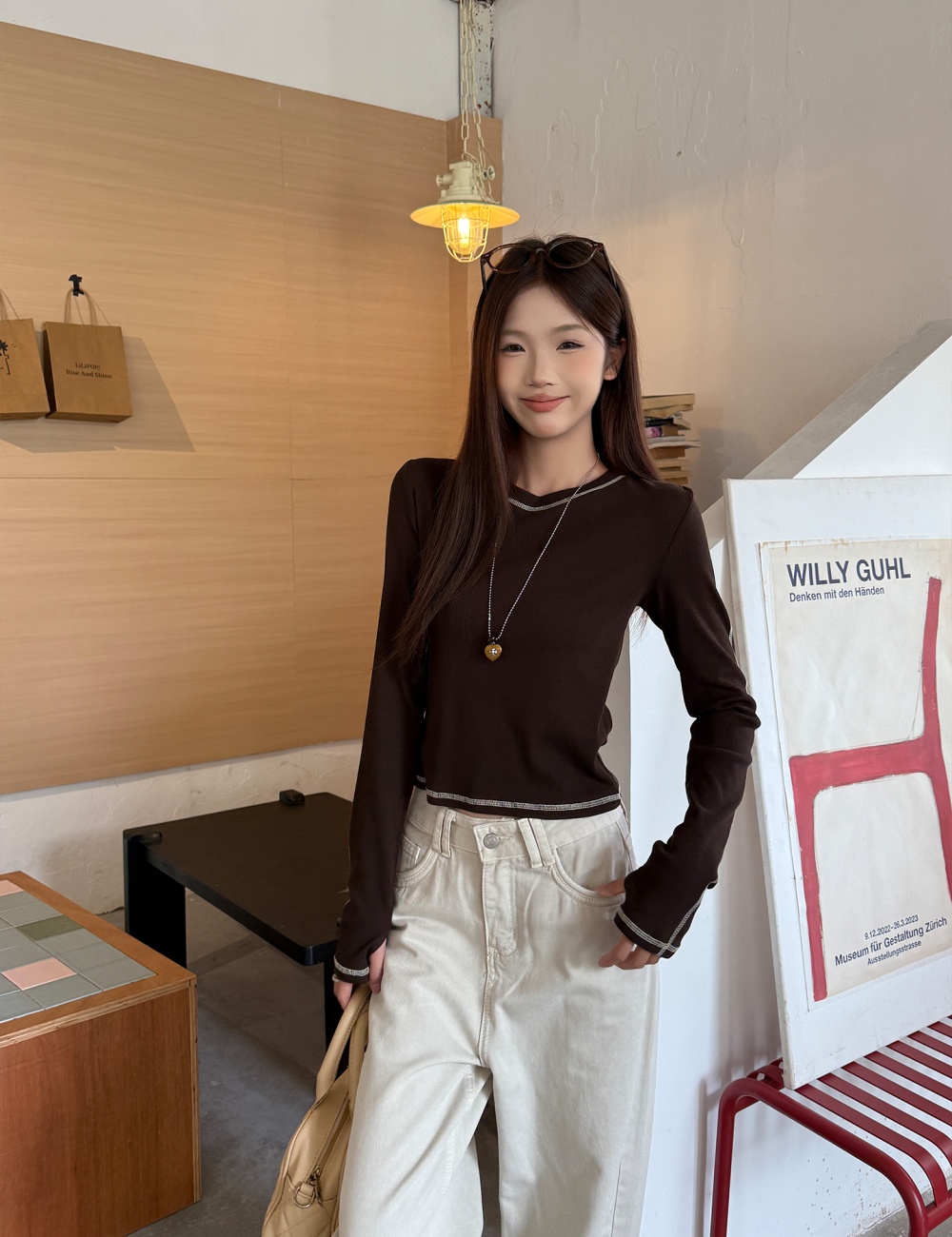 Mixed colors T-shirt spring bottoming shirt for women