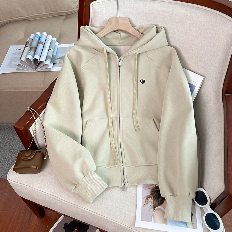Hooded plus velvet hoodie autumn and winter tops for women
